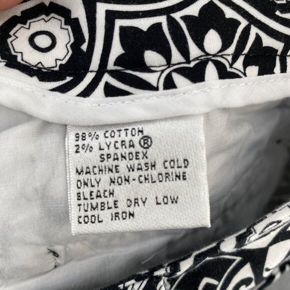 Talbots Pants Womens 8 Petite Black White Pattern Stretch Cropped Capri Vintage - Picture 7 of 12